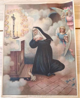 Affiche Religieuse - Dim 33/43cm -St Rita De Cascia - Sainte Rita Priant Parmi Les Anges - Posters