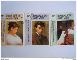 Haute-Volta Opper-Volta 1975 Tableaux Schilderijen De Pablo Ruiz Picasso Yv 361-363 O - Alto Volta (1958-1984)