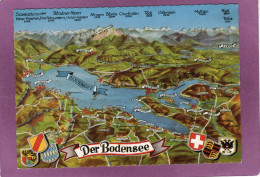 Der Schöne Bodensee  Geografische Postkarte Wappen - Cartes Géographiques