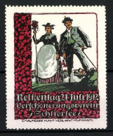 Reklamemarke Schliersee, Nelkentag 1912, Verschönerungsverein, Paar In Tracht  - Vignetten (Erinnophilie)