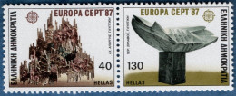 Greece 1987 Modern Architecture 2 Values Horizontal Pair MNH Cept, Art By Achilleas Apergis, Gerassimos Sklavos - Sculpture