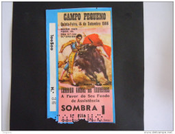 Portugal  Lisboa Ticket De Corrida Campo Pequeno Billet D'entrée 1964 Form. 6,5 X 11 Cm - Tickets D'entrée