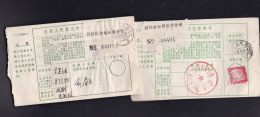 CHINA CHINE Bank Remittance Form WITH Different 0004193 / 08404 ZHEJIANG ADDED CHARGE LABEL (ACL) X 2 - Storia Postale