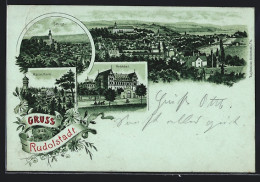 Lithographie Rudolstadt, Rudolsbad, Schloss Und Marienthurm  - Rudolstadt