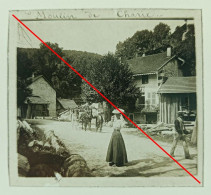 Photo Sur Plaque De Verre, L'ain, Moulin De Charix, Village, Maison, Rue, Attelage, Hangars, Bâtiments, Années 1930. - Glasdias