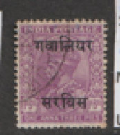 India  Gwalior Official   1927   SG  066  2a    Fine Used - Gwalior