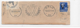 WW2 NORGE NORVEGE NORWAY 1941 Fragment Devant Lettre Oslo V Overprint Surcharge 30 C LION + Cancel Germany Censorship - Covers & Documents