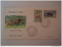 Congo Republique Populaire Brazzaville 1965 FDC  Antilope éléphant Olifant Folklore Et Tourisme Yv 162-163 - Gibier