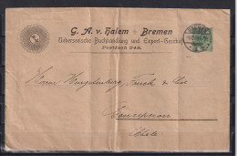 Dt.Reich Privatumschlag MiNo. PU 18 " G.A.v.Halem Bremen .." 9.12.98 Nach Chile, Postsackspuren - Covers