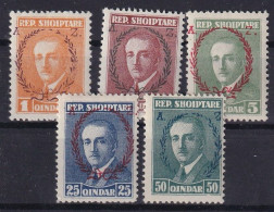 ALBANIA 1927 - MNH - Mi 151A, 152A, 153A, 156A, 157A - Albanien