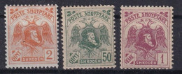 ALBANIA 1920 - MNH - Mi 76,80,81 - Without Imprint - Albania