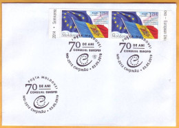2019 Moldova Moldavie 70 Years. Council Of Europe. Special Cancellation. Cover - Idee Europee