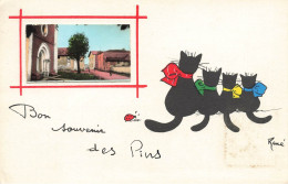 Les Pins , Charente * Souvenir Du Village * Petite Vue Photo * Chats Noirs Black Cat Illustrateur René - Andere & Zonder Classificatie