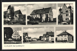 AK Hurlach Bei Landsberg, Gasthaus Zum Adler Mit Kriegerdenkmal, Gemischtwarengeschäft Th. Spatz, Schule  - Landsberg
