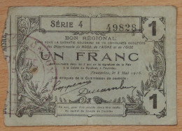 Nord - Aisne -Oise  (59-02-60) Bon Régional De 1 Franc Fourmies Le 08 Mai 1916 Série 4 - Bonds & Basic Needs