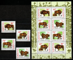 Litauen 1996 - Mi.Nr. 599 - 602 - Postfrisch MNH - Tiere Animals Bison Wisent - Selvaggina