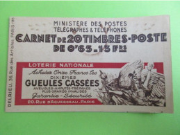 Ministère Des Postes Télégraphes & Téléphones - Carnet De 20 Timbres - Loterie Nationale - Gueules Cassées - N°C137b-1a - Altri & Non Classificati