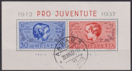 1937  Schweiz / Pro Juventute ° Zum:CH J83I/J84I, Mi:CH Bl. 3, Knabe Und Mädchenkopf - Oblitérés
