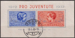 1937  Schweiz / Pro Juventute ° Zum:CH J83I/J84I, Mi:CH Bl. 3, Knabe Und Mädchenkopf - Oblitérés