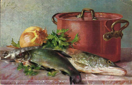 Stilleben Mit Kuperkessel Und Fischen, Sign. M. Billing, Gelaufen - Billing, M.