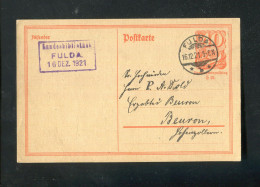 "DEUTSCHES REICH" 1921, Postkarte Stegstempel "FULDA" (R1081) - Postcards