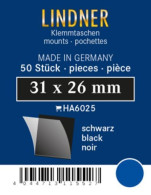 Lindner Klemmtaschen-Zuschnitte Schwarz 31 X 26 Mm (50 Stück) HA6025 Neu ( - Sonstige & Ohne Zuordnung