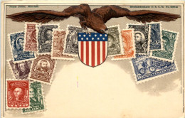 Briefmarken USA - Litho Prägekarte - Francobolli (rappresentazioni)