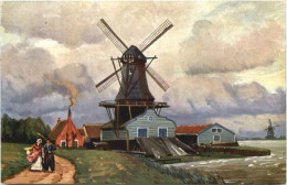 Windmühle - Künstler Ak - Moulins à Vent