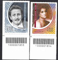 Italia 2018; Domenico Modugno E Mia Martini, Eccellenze Italiane Dello Spettacolo; Serie Completa Con Codice A Barre. - Bar Codes