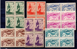 Marruecos Serie Aéreo Bloque De Cuatro Nº Yvert 43/49 ** (pequeñas Mancha Del Tiempo) - Maroc (1956-...)