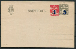 1921 Denmark 5/3ore + 3/2ore Overprint Stationery Postcard Brevkort (41 - C) - Postwaardestukken