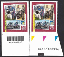 Italia 2017; Polizia Stradale, 70° Anniversario: Francobollo Con Barra Sinistra + Codice Alfanumerico. - Barcodes