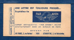 AIR FRANCE Complete Carnet, April 1936, With 10 Labels  (081) - Briefe U. Dokumente