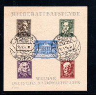 1946, Goethe Block , Block 3  Durchstochen, Selt. Stp. " GOTHA-SPD--KPD 16.4.46 " Tief Signiert BPP , Mi. 220,-++  #110 - Usados