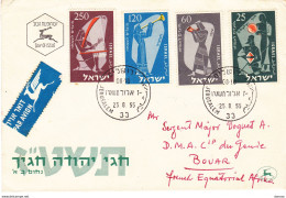 ISRAËL 1955 FDC NOUVEL AN Envoyée En France Yvert 92-95 - FDC