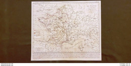 Francia Fine Regno Re Filippo VI Di Valois 1328-1350 Carta Geografica 1859 Houze - Cartes Géographiques