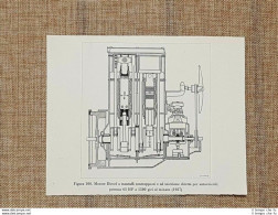 Un Motore Diesel Nel 1927 65 HP Schema Dispositivo E Anticamera Di Combustione - Autres & Non Classés