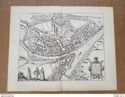 Veduta Della Città Di Namur O Namurcum Anno 1575 Braun E Hogenberg Ristampa - Cartes Géographiques