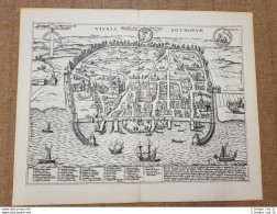 Veduta Della Città Di Visby Gotland Anno 1598 G. Braun E F. Hogenberg Ristampa - Cartes Géographiques