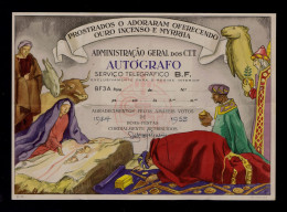 Sp10452 PORTUGAL Used 1954 BF3 SCARCE Faune Telegramme Christmas Noel Magos Kings Gpld Gifts Cover Postal Stationery - Navidad