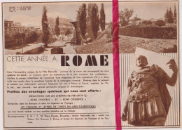 Pub Reclame - Tourisme, Toerisme Italie , Rome - Orig. Knipsel Coupure Tijdschrift Magazine - 1937 - Publicités