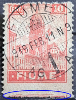 TOWER WITH FLAG-10 C -POSTMARK FIUME-MISPLACED PICTURE-ITALY-YUGOSLAVIA-CROATIA-1919 - Croacia