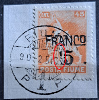 ALLEGORY OF FREEDOM-15 ON 45-ERROR BROKEN 1-POSTMARK FIUME-ITALY-YUGOSLAVIA-CROATIA-1919 - Croatia