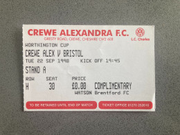 Crewe Alexandra V Bristol City 1998-99 Match Ticket - Match Tickets