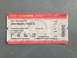 Crewe Alexandra V Walsall 2007-08 Match Ticket - Match Tickets