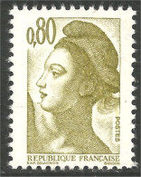 352 France Yv 2241 Liberté De Gandon 80c Brun Olive Brown MNH ** Neuf SC (2241-1b) - 1982-1990 Liberté De Gandon