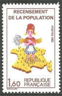 352 France Yv 2202 Recensement Carte Population Map Census MNH ** Neuf SC (2202-1b) - Aardrijkskunde