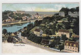 39084402 - Pirna - Posta. Gesamtansicht Gelaufen, 1907. Unten Links Kleine Knicke, Kleine Abschuerfung Am Eck Unten Rec - Pirna