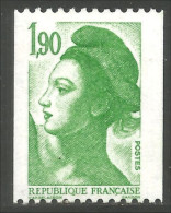 354 France Yv 2426 Liberté De Gandon 1f 90 Vert Green Roulette Coil MNH ** Neuf SC (2426-1b) - 1982-1990 Liberté (Gandon)