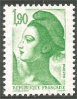 354 France Yv 2424 Liberté De Gandon 1f 90 Vert Green MNH ** Neuf SC (2424-1b) - 1982-1990 Liberté (Gandon)